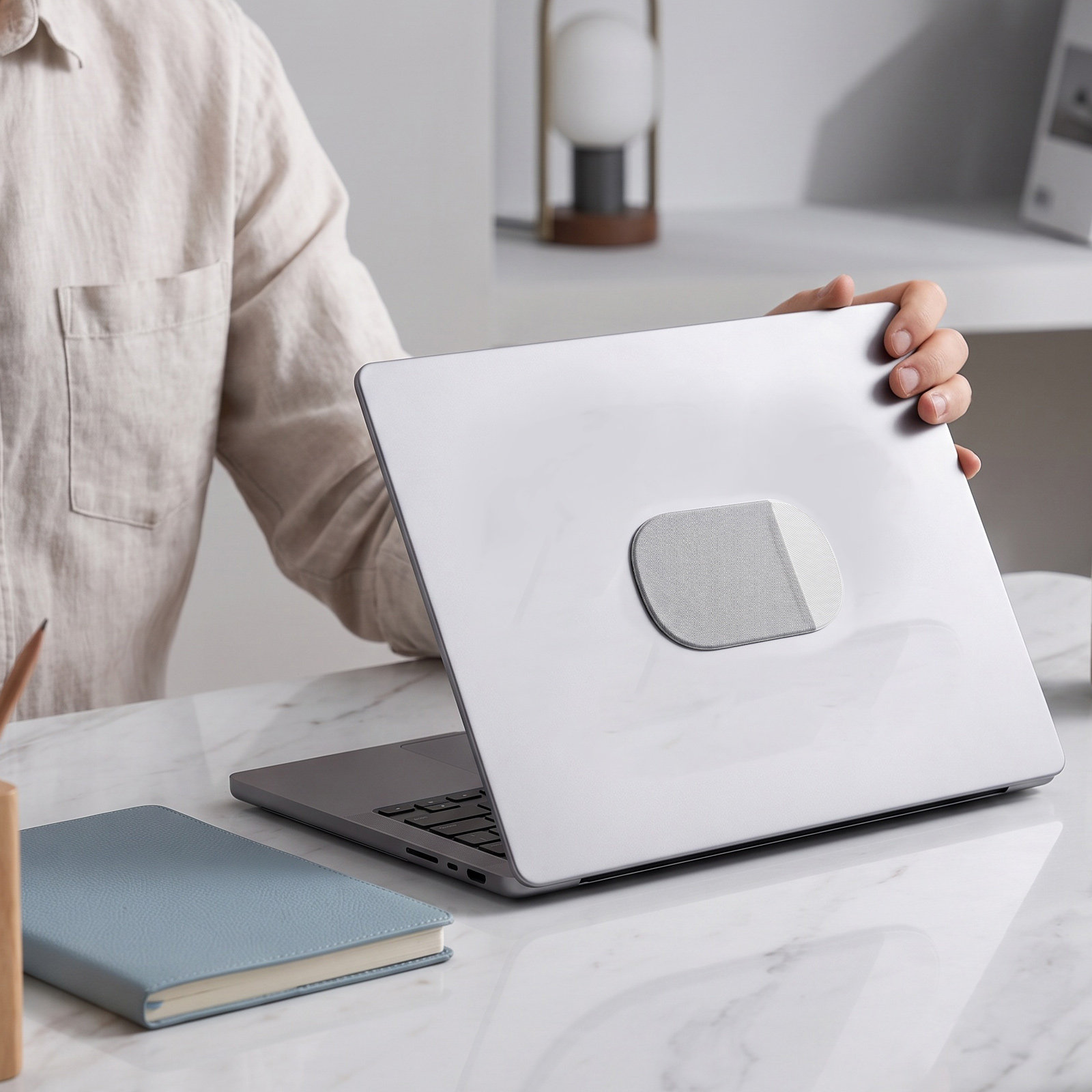 Laptop Accessories Pouch - حامل ماوس لابتوب لاصق رمادي، حافظة